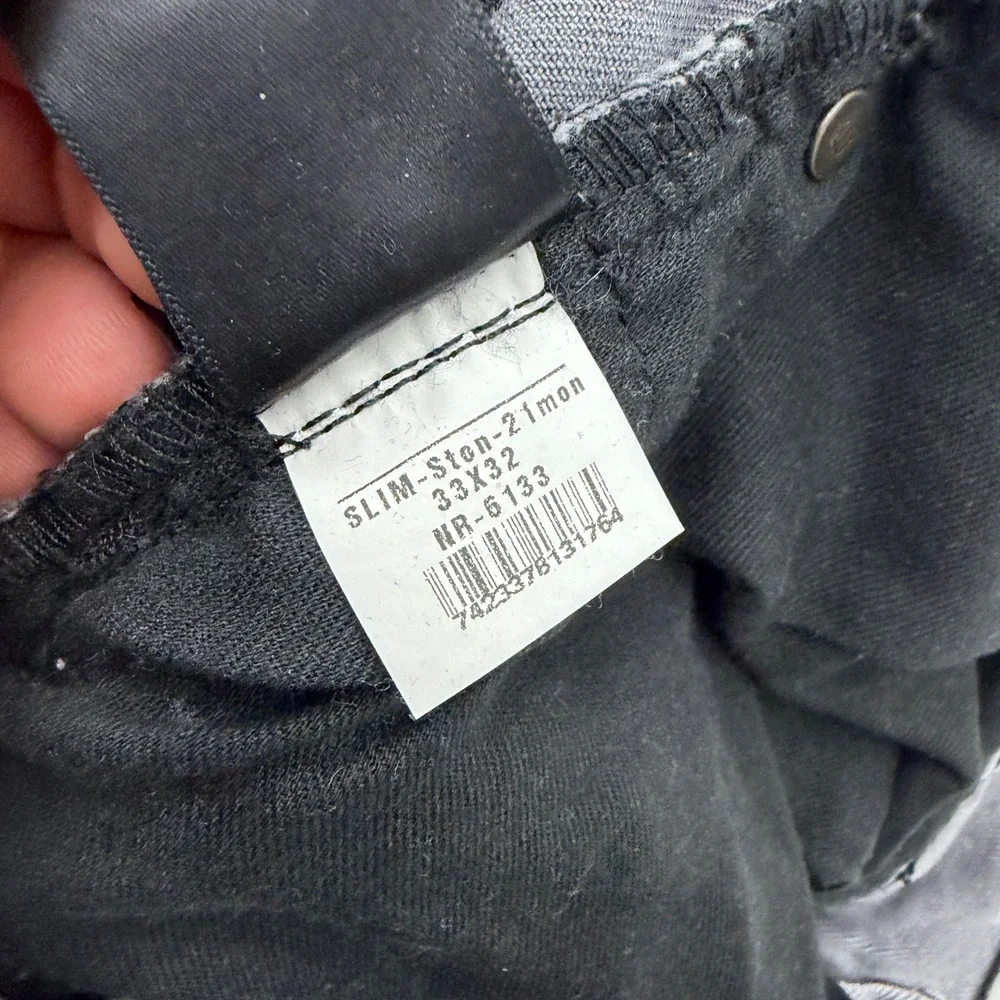 Mott & Bow Mens Slim Simon Gray Jeans 33x28 Shortened Cotton Stretch Denim